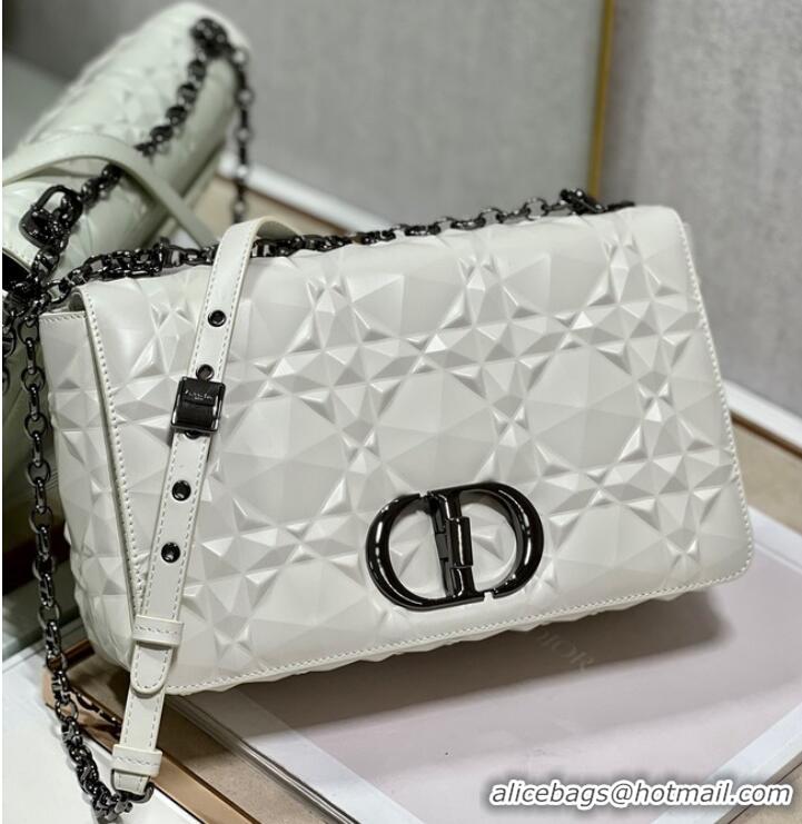 Good Product MEDIUM DIOR CARO BAG Cannage Calfskin with Diamond Motif M9241UW white&black