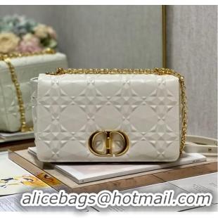 Top Design MEDIUM DIOR CARO BAG Cannage Calfskin with Diamond Motif M9241UW white&gold