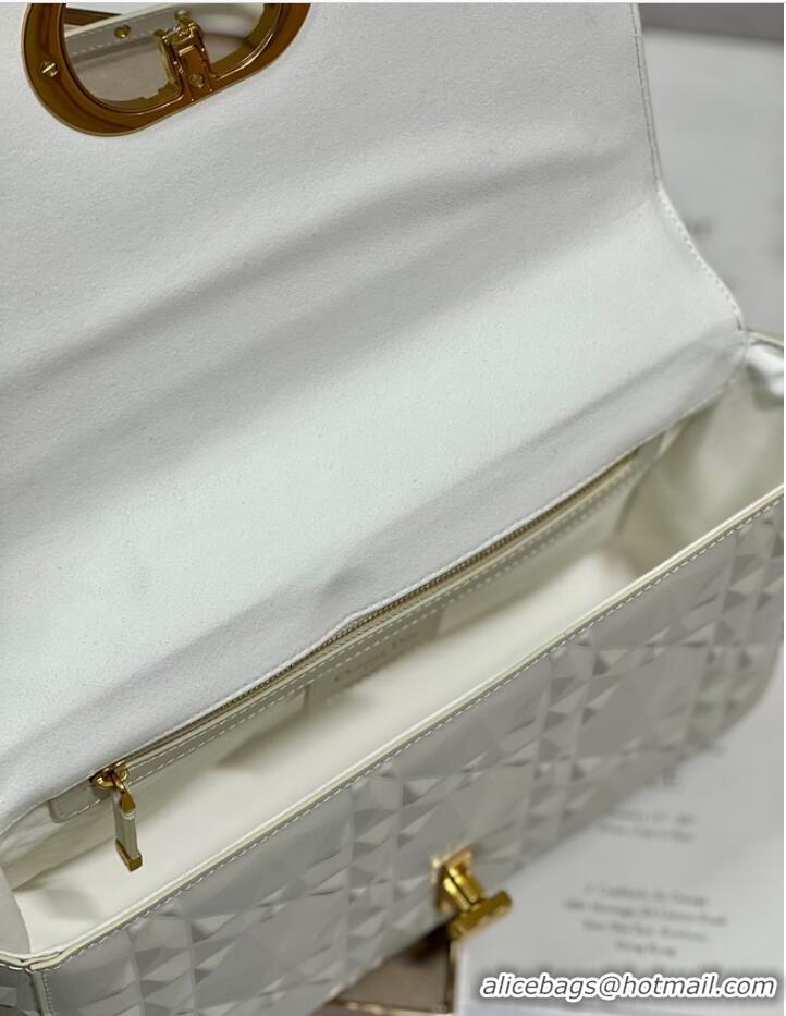 Top Design MEDIUM DIOR CARO BAG Cannage Calfskin with Diamond Motif M9241UW white&gold