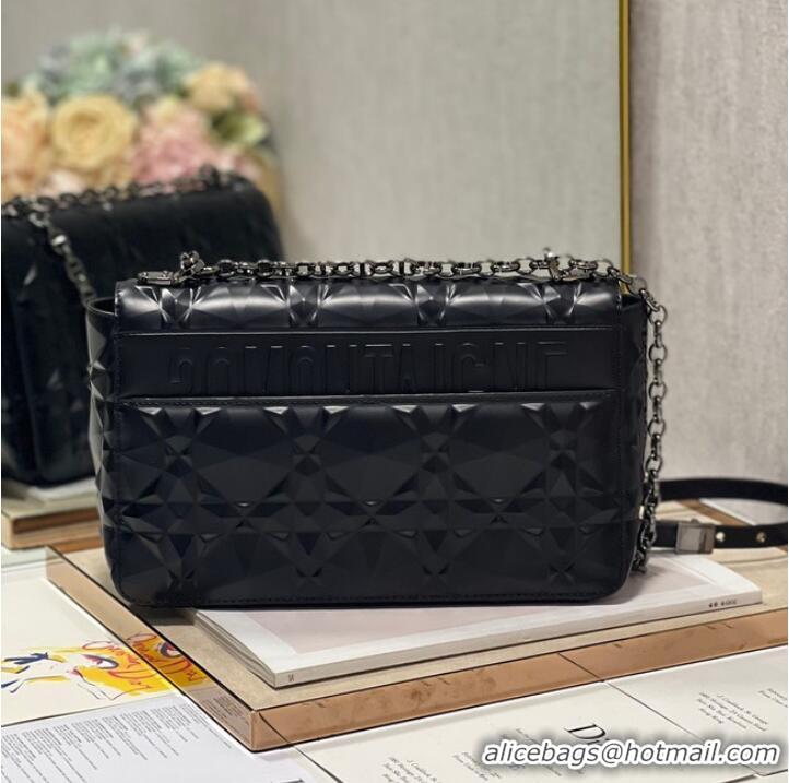 Top Quality MEDIUM DIOR CARO BAG Cannage Calfskin with Diamond Motif M9241UW black&black