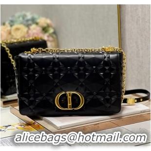 Famous Brand MEDIUM DIOR CARO BAG Cannage Calfskin with Diamond Motif M9241UW black&gold