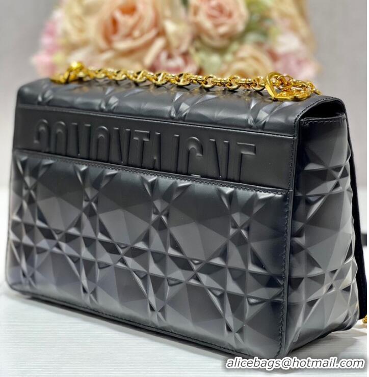 Famous Brand MEDIUM DIOR CARO BAG Cannage Calfskin with Diamond Motif M9241UW black&gold