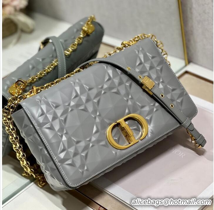 Good Product MEDIUM DIOR CARO BAG Cannage Calfskin with Diamond Motif M9241UW gray&gold