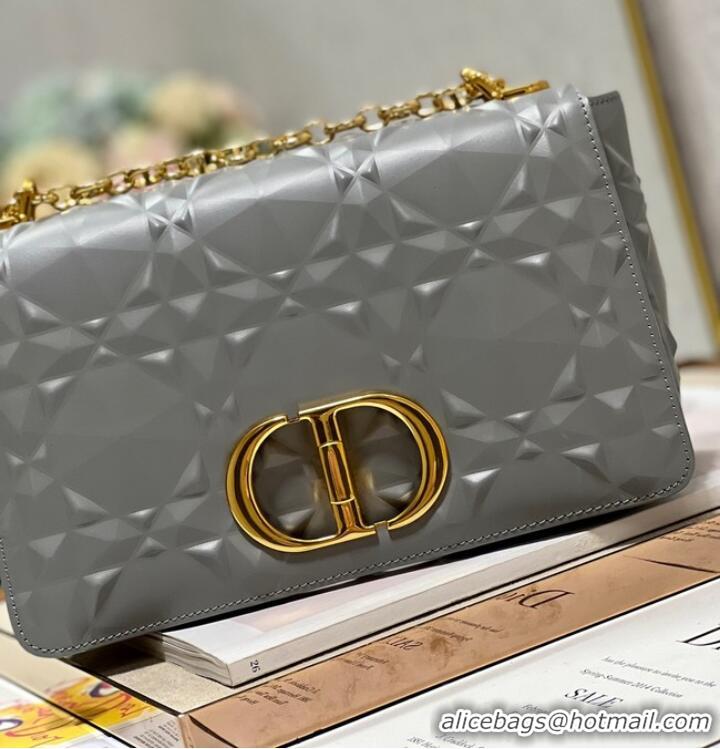 Good Product MEDIUM DIOR CARO BAG Cannage Calfskin with Diamond Motif M9241UW gray&gold