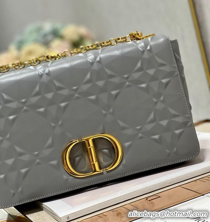 Good Product MEDIUM DIOR CARO BAG Cannage Calfskin with Diamond Motif M9241UW gray&gold