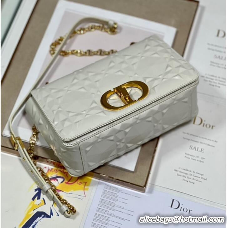 Shop Promotional MEDIUM DIOR CARO BAG Cannage Calfskin with Diamond Motif M9242UW white&gold