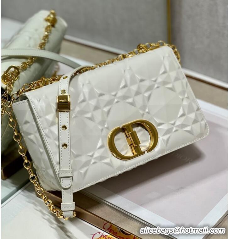 Shop Promotional MEDIUM DIOR CARO BAG Cannage Calfskin with Diamond Motif M9242UW white&gold