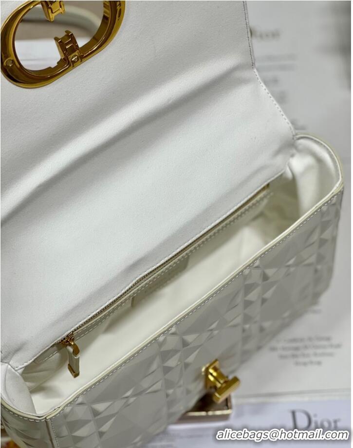 Shop Promotional MEDIUM DIOR CARO BAG Cannage Calfskin with Diamond Motif M9242UW white&gold