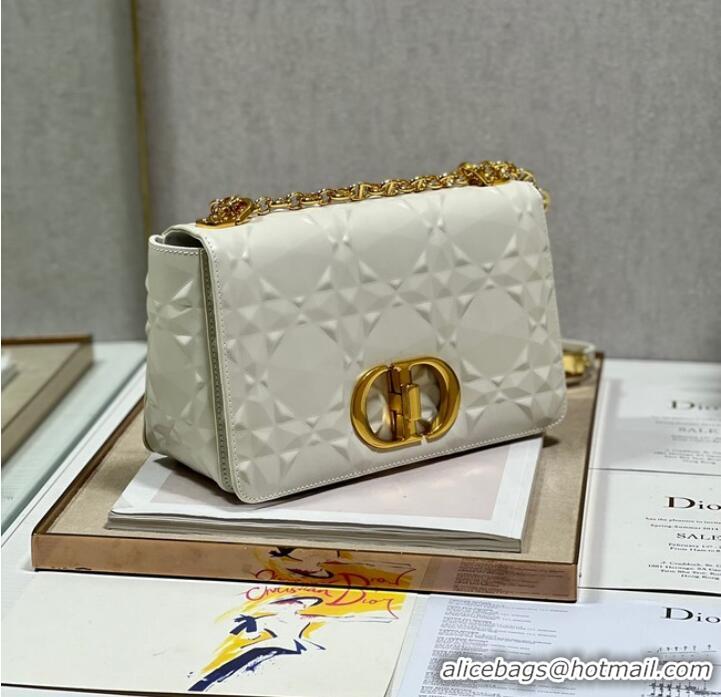 Shop Promotional MEDIUM DIOR CARO BAG Cannage Calfskin with Diamond Motif M9242UW white&gold