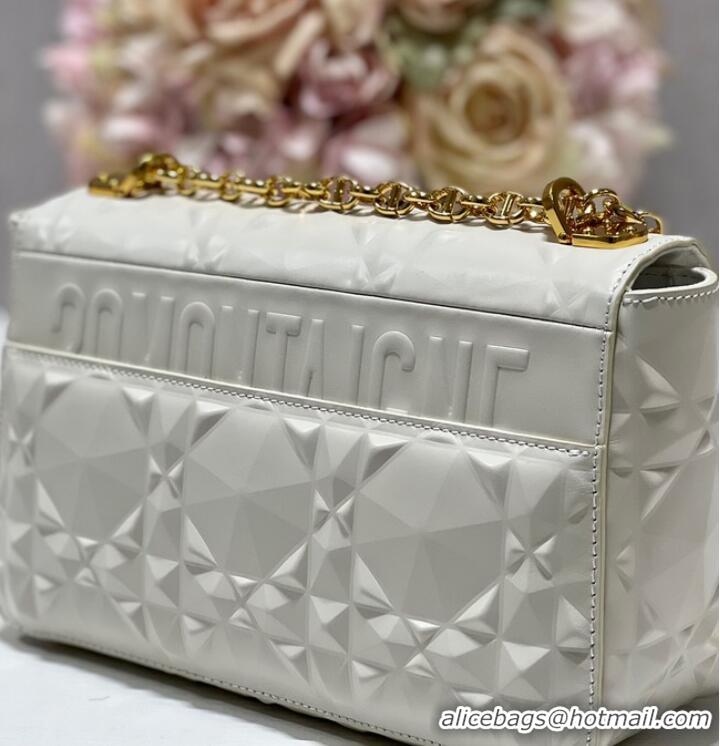 Shop Promotional MEDIUM DIOR CARO BAG Cannage Calfskin with Diamond Motif M9242UW white&gold