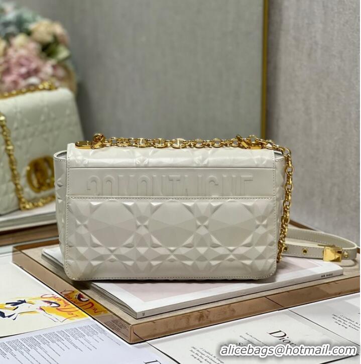 Shop Promotional MEDIUM DIOR CARO BAG Cannage Calfskin with Diamond Motif M9242UW white&gold