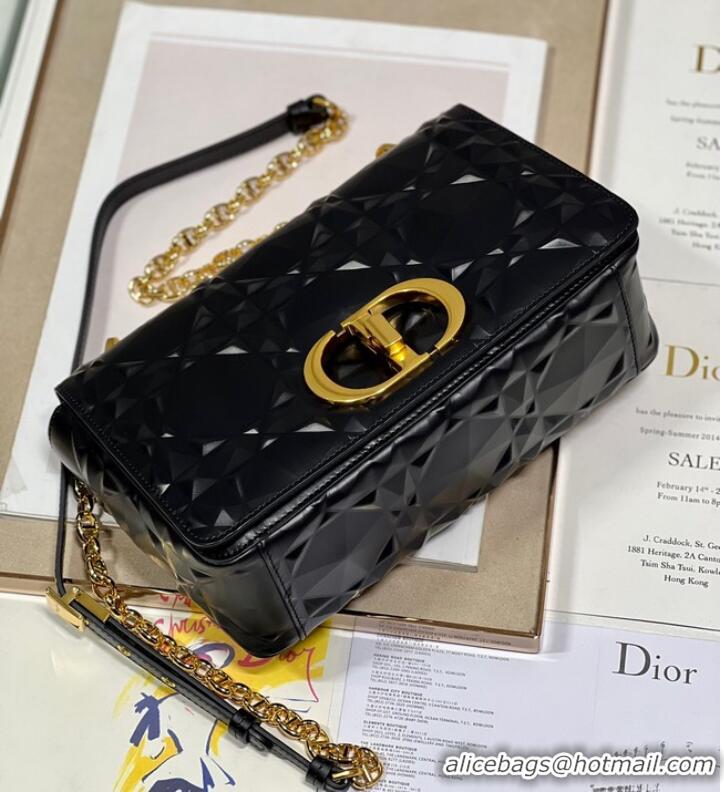 Good Product MEDIUM DIOR CARO BAG Cannage Calfskin with Diamond Motif M9242UW black&gold