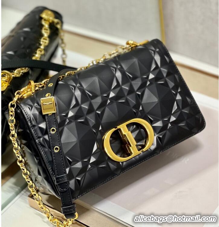 Good Product MEDIUM DIOR CARO BAG Cannage Calfskin with Diamond Motif M9242UW black&gold