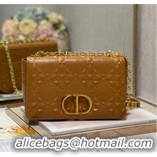 Famous Brand MEDIUM DIOR CARO BAG Cannage Calfskin with Diamond Motif M9242UW brown&gold