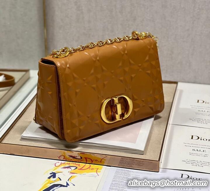 Famous Brand MEDIUM DIOR CARO BAG Cannage Calfskin with Diamond Motif M9242UW brown&gold