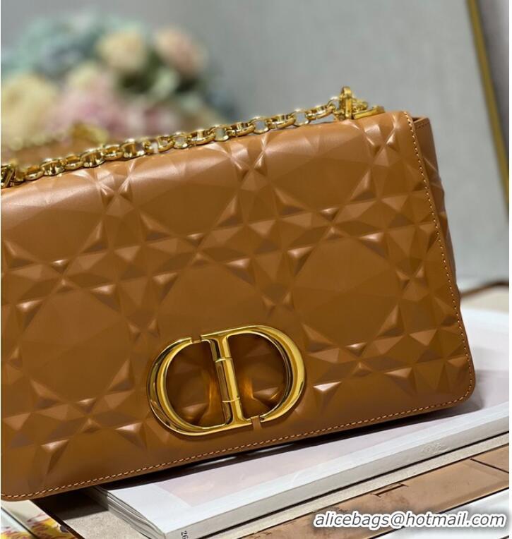 Famous Brand MEDIUM DIOR CARO BAG Cannage Calfskin with Diamond Motif M9242UW brown&gold