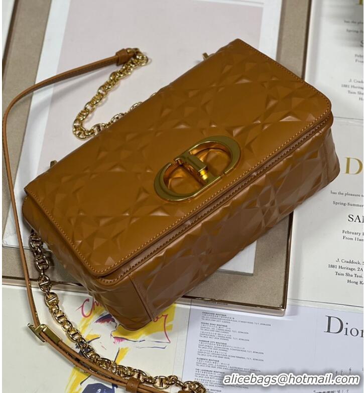 Famous Brand MEDIUM DIOR CARO BAG Cannage Calfskin with Diamond Motif M9242UW brown&gold