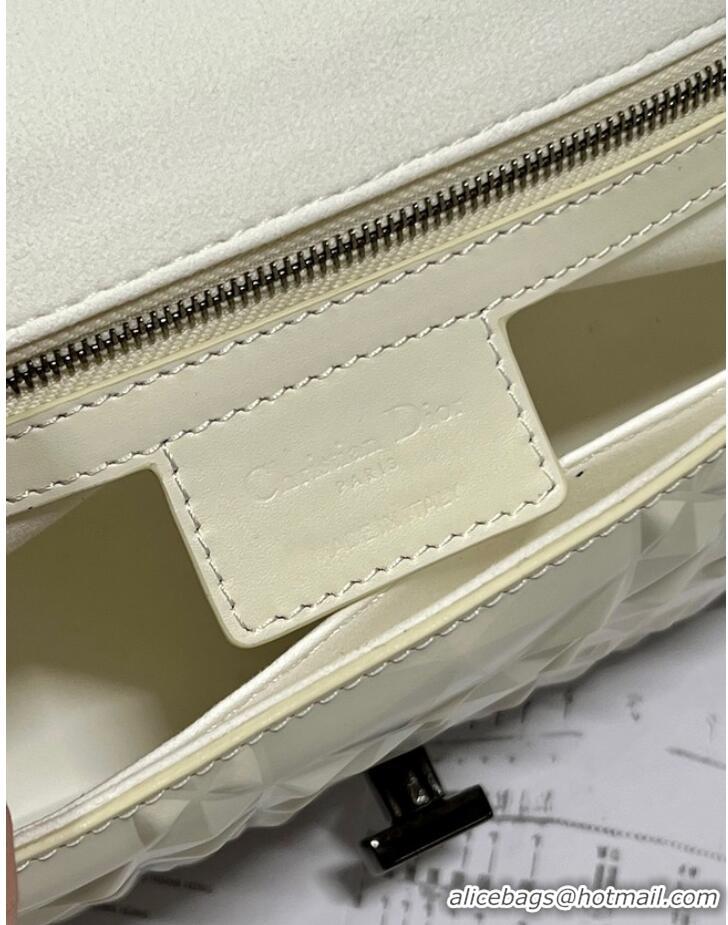 Famous Brand MEDIUM DIOR CARO BAG Cannage Calfskin with Diamond Motif M9242UW white&black