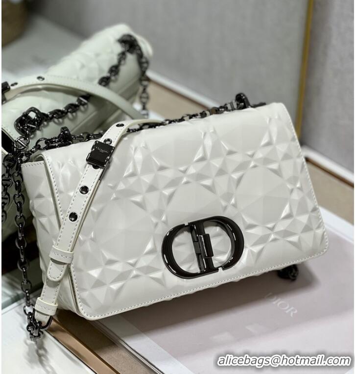 Famous Brand MEDIUM DIOR CARO BAG Cannage Calfskin with Diamond Motif M9242UW white&black