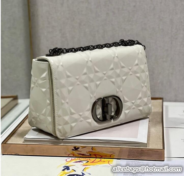 Famous Brand MEDIUM DIOR CARO BAG Cannage Calfskin with Diamond Motif M9242UW white&black