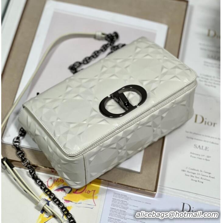 Famous Brand MEDIUM DIOR CARO BAG Cannage Calfskin with Diamond Motif M9242UW white&black