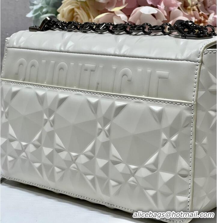 Famous Brand MEDIUM DIOR CARO BAG Cannage Calfskin with Diamond Motif M9242UW white&black