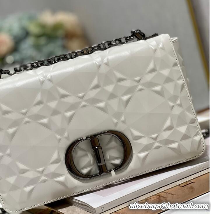 Famous Brand MEDIUM DIOR CARO BAG Cannage Calfskin with Diamond Motif M9242UW white&black