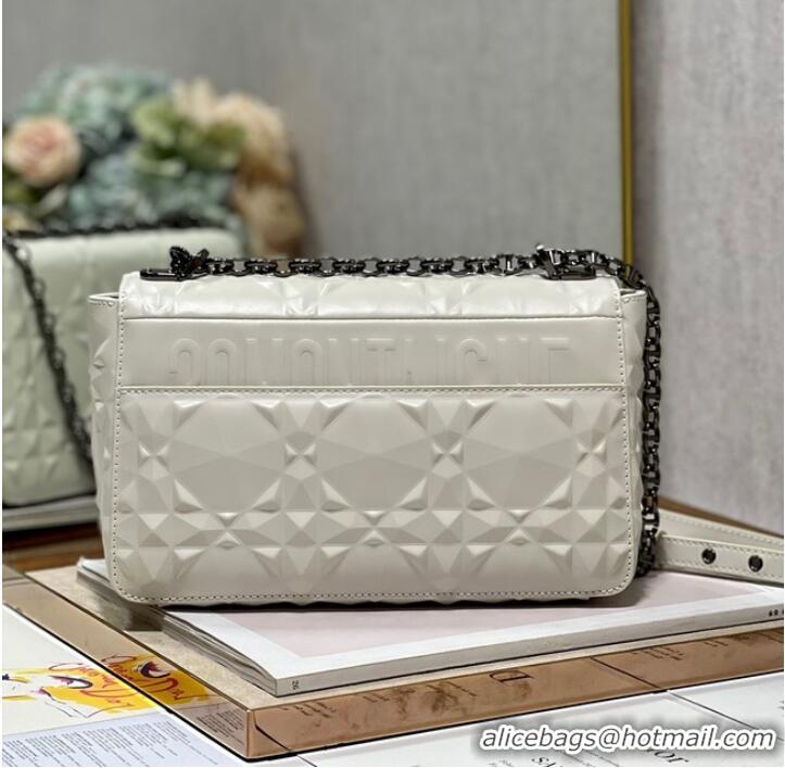 Famous Brand MEDIUM DIOR CARO BAG Cannage Calfskin with Diamond Motif M9242UW white&black