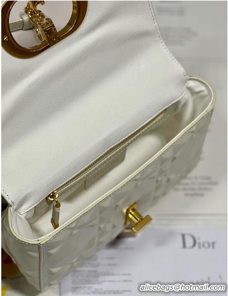 Super Quality SMALL DIOR CARO BAG Cannage Calfskin with Diamond Motif M9243UW white&black