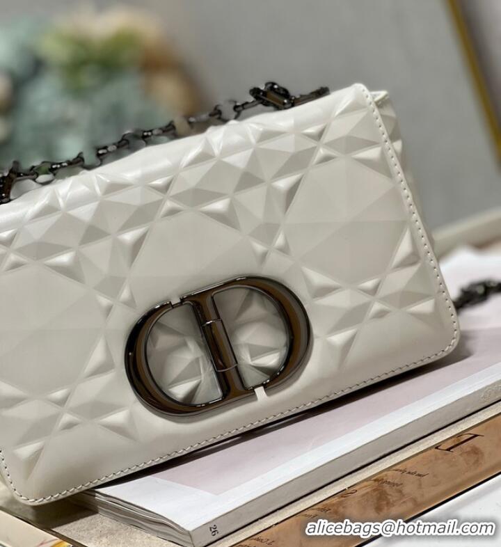 Super Quality SMALL DIOR CARO BAG Cannage Calfskin with Diamond Motif M9243UW white&black