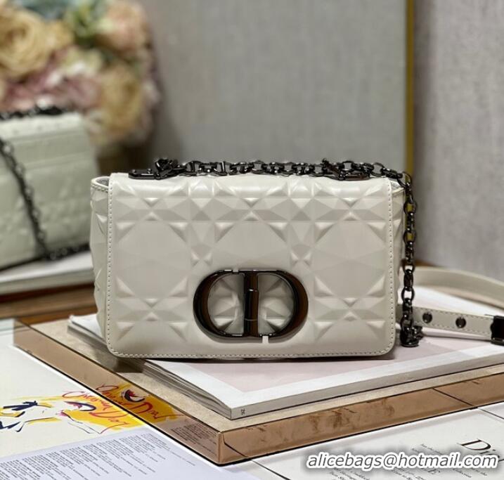 Super Quality SMALL DIOR CARO BAG Cannage Calfskin with Diamond Motif M9243UW white&black