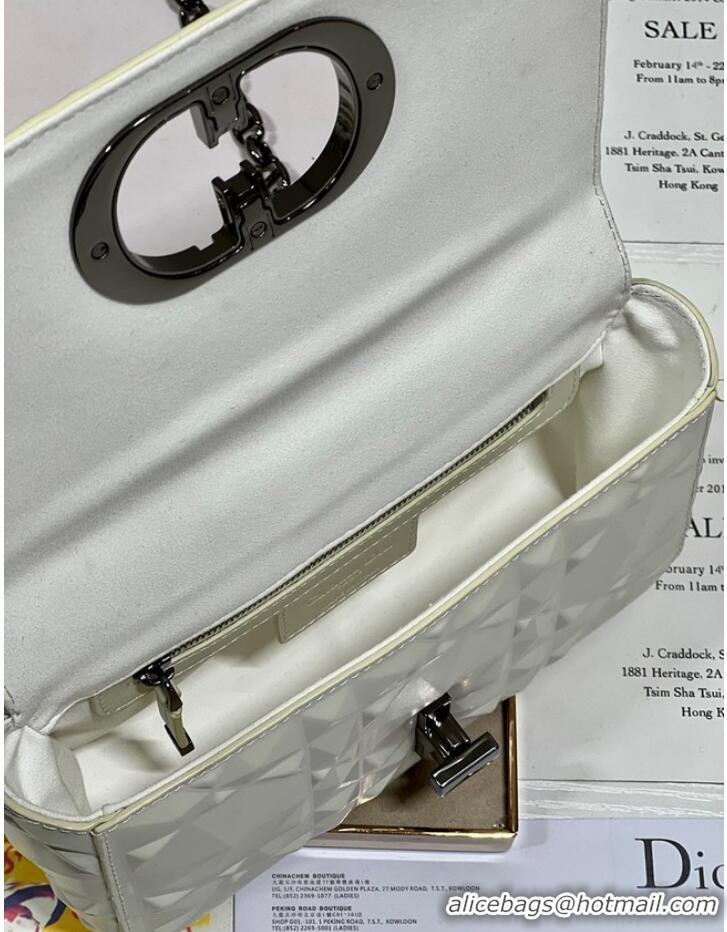 Super Quality SMALL DIOR CARO BAG Cannage Calfskin with Diamond Motif M9243UW white&black