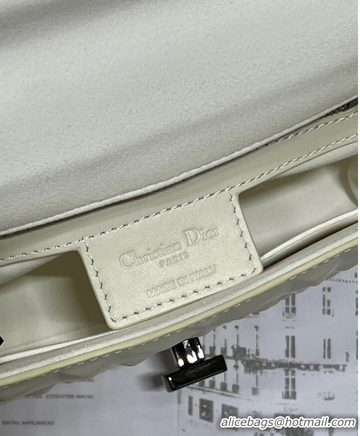 Super Quality SMALL DIOR CARO BAG Cannage Calfskin with Diamond Motif M9243UW white&black