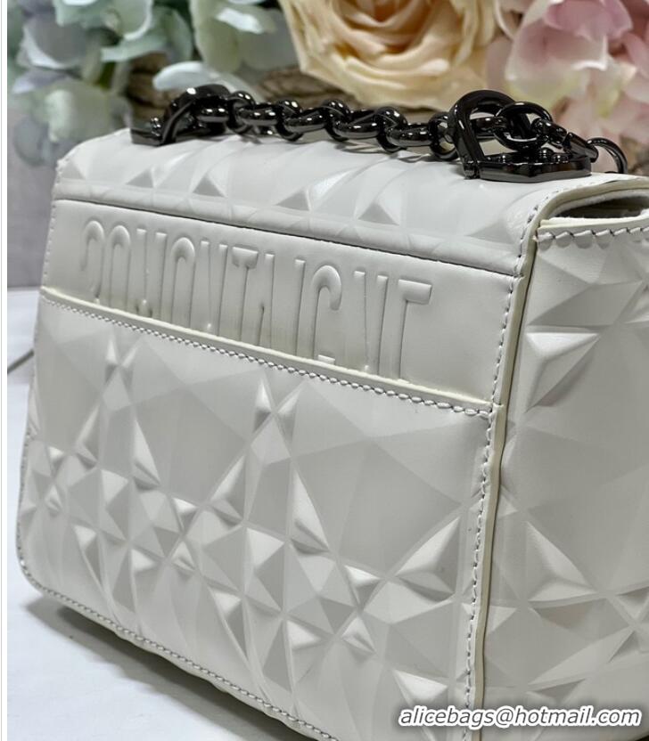 Super Quality SMALL DIOR CARO BAG Cannage Calfskin with Diamond Motif M9243UW white&black