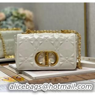 Trendy Design SMALL DIOR CARO BAG Cannage Calfskin with Diamond Motif M9243UW white&gold