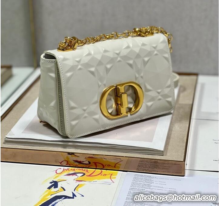 Trendy Design SMALL DIOR CARO BAG Cannage Calfskin with Diamond Motif M9243UW white&gold