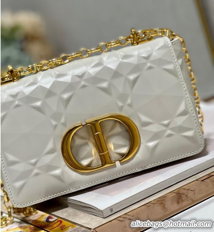 Trendy Design SMALL DIOR CARO BAG Cannage Calfskin with Diamond Motif M9243UW white&gold