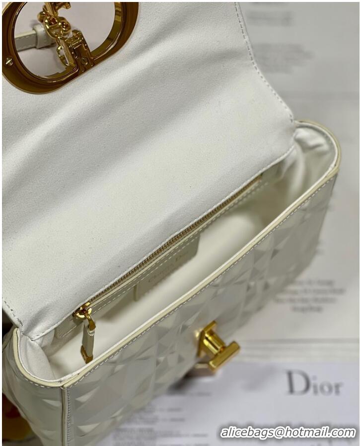 Trendy Design SMALL DIOR CARO BAG Cannage Calfskin with Diamond Motif M9243UW white&gold