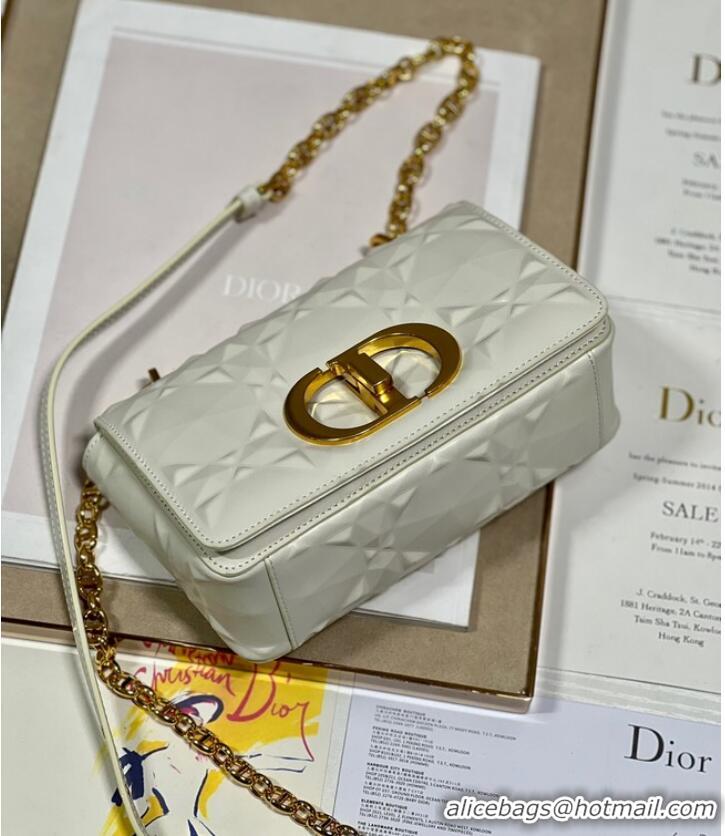 Trendy Design SMALL DIOR CARO BAG Cannage Calfskin with Diamond Motif M9243UW white&gold