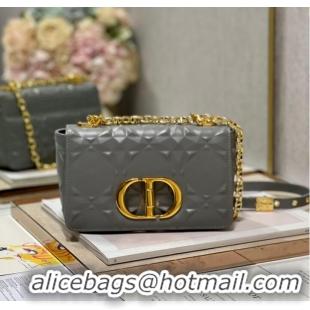 Top Quality SMALL DIOR CARO BAG Cannage Calfskin with Diamond Motif M9243UW gray&gold