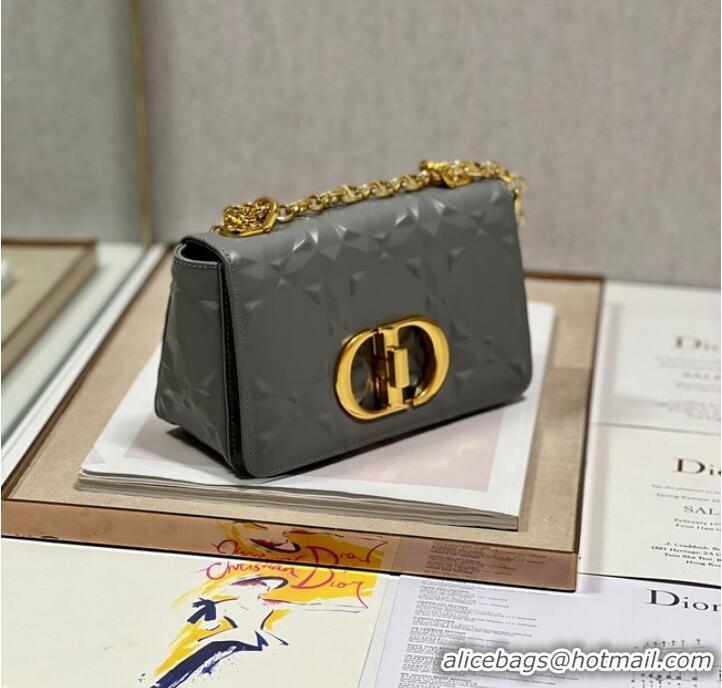 Top Quality SMALL DIOR CARO BAG Cannage Calfskin with Diamond Motif M9243UW gray&gold