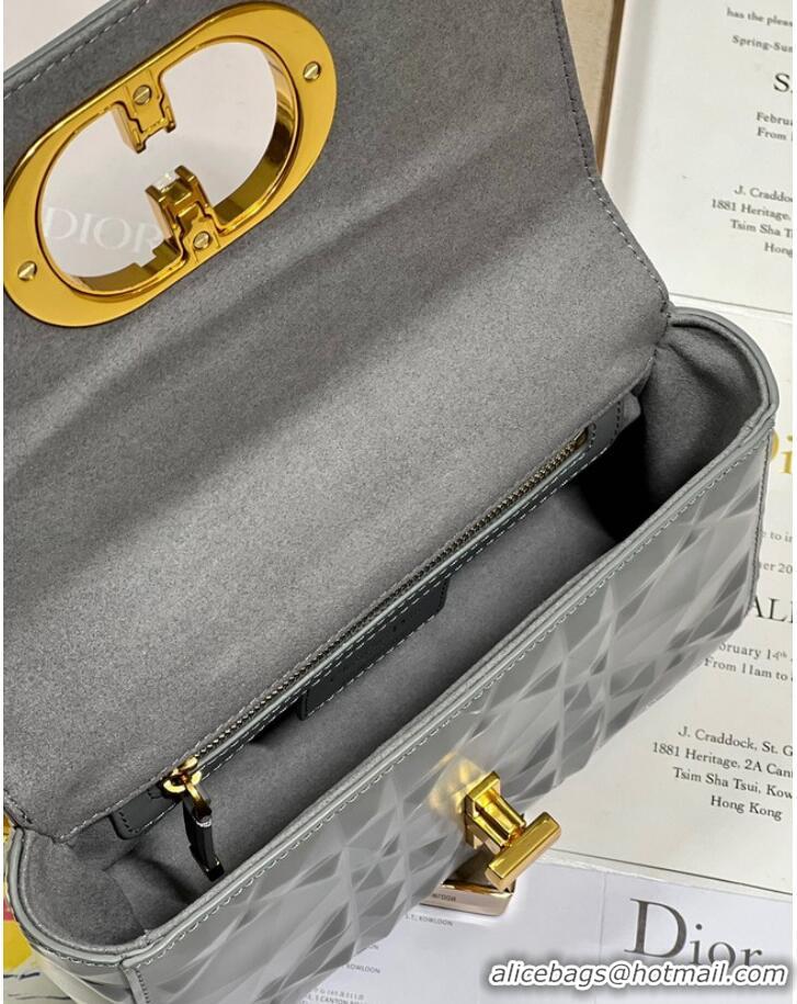 Top Quality SMALL DIOR CARO BAG Cannage Calfskin with Diamond Motif M9243UW gray&gold