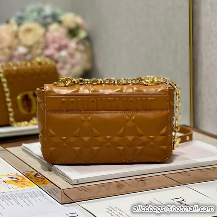 Grade Design SMALL DIOR CARO BAG Cannage Calfskin with Diamond Motif M9243UW brown&gold