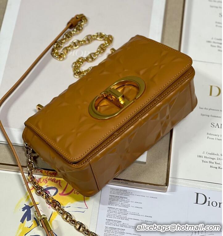 Grade Design SMALL DIOR CARO BAG Cannage Calfskin with Diamond Motif M9243UW brown&gold