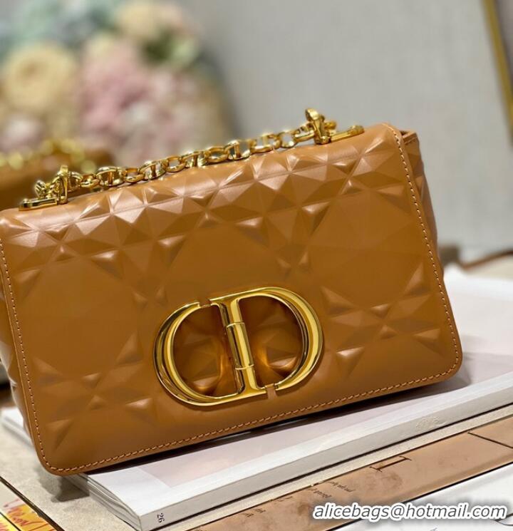 Grade Design SMALL DIOR CARO BAG Cannage Calfskin with Diamond Motif M9243UW brown&gold