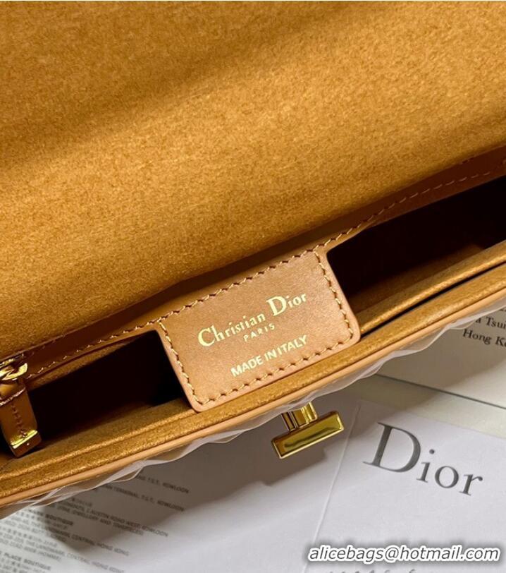 Grade Design SMALL DIOR CARO BAG Cannage Calfskin with Diamond Motif M9243UW brown&gold