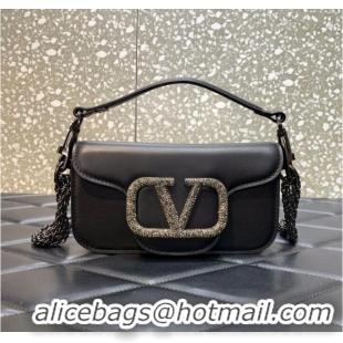 Super Quality VALENTINO MINI LOCO imitation crystal shoulder bag WB0K53K BLACK