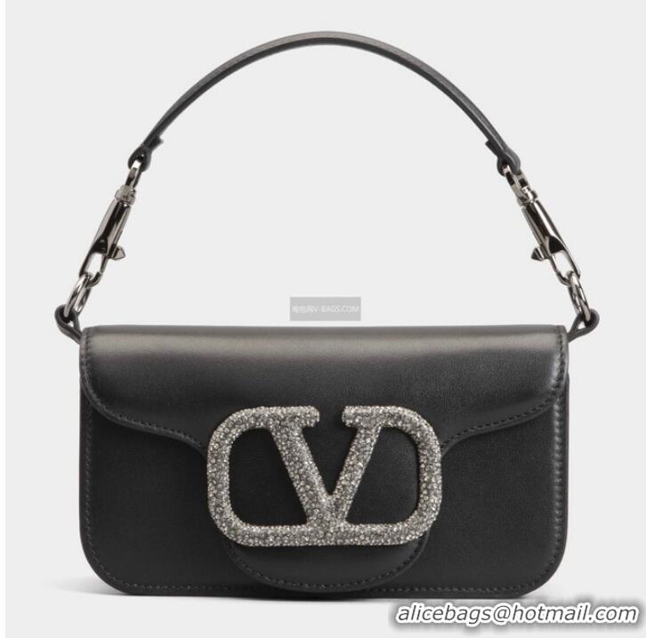 Super Quality VALENTINO MINI LOCO imitation crystal shoulder bag WB0K53K BLACK