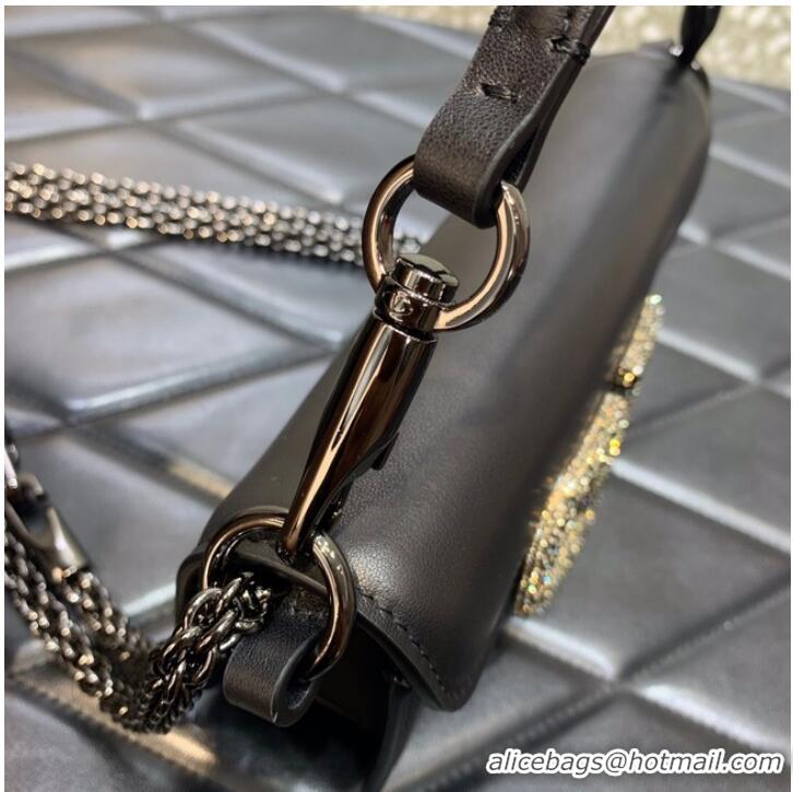 Super Quality VALENTINO MINI LOCO imitation crystal shoulder bag WB0K53K BLACK