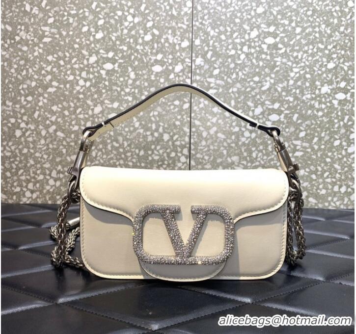 Promotional VALENTINO MINI LOCO imitation crystal shoulder bag WB0K53K ivory